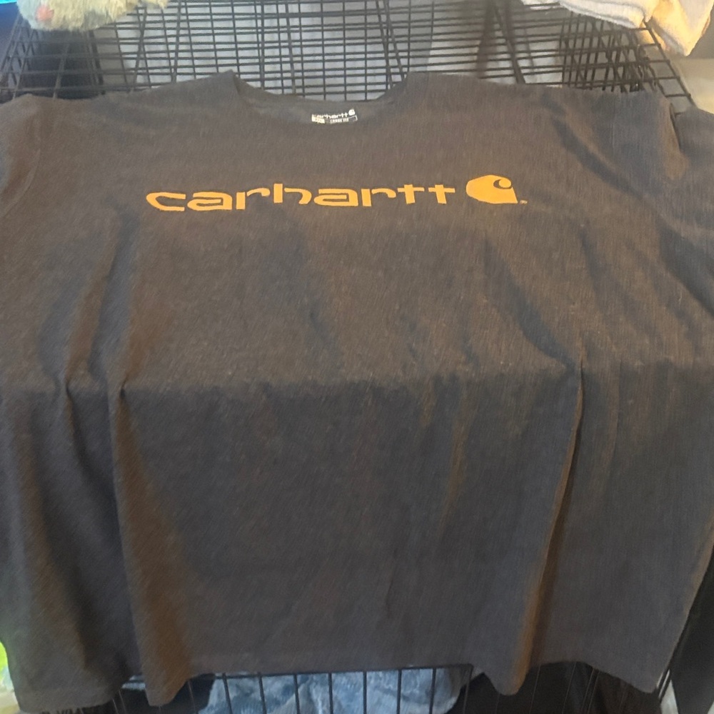 Carhartt Charcoal Tee with Bold Orange Logo